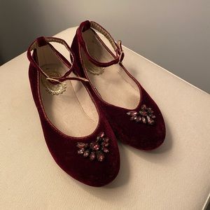 Beautiful burgundy velvet and crystal flats